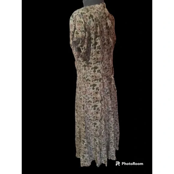 Marnie West vintage tan floral open front maxi dress, Size 9/10 - Picture 6 of 7